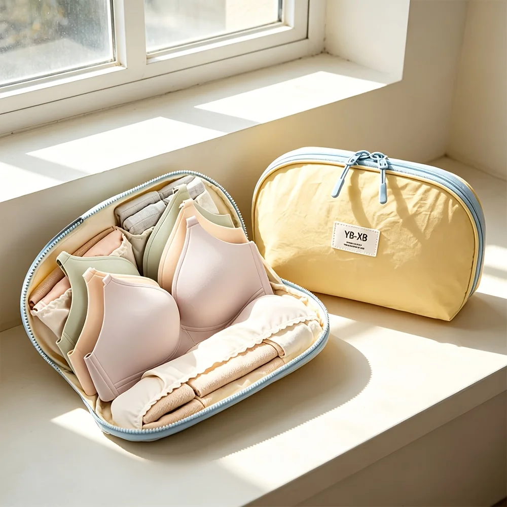 Taslon three-in-one shell bra storage bag color matching bra bag intimates storage bag travel multi-layer intimates storage bag