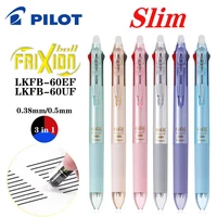 Pluma de Frixion Pilot de Japón, bolígrafo de Gel borrable 3 en 1, 3 colores, 0,5mm/0,38mm, LKFB-60EF, portalápices delgado, papelería para volver a la escuela