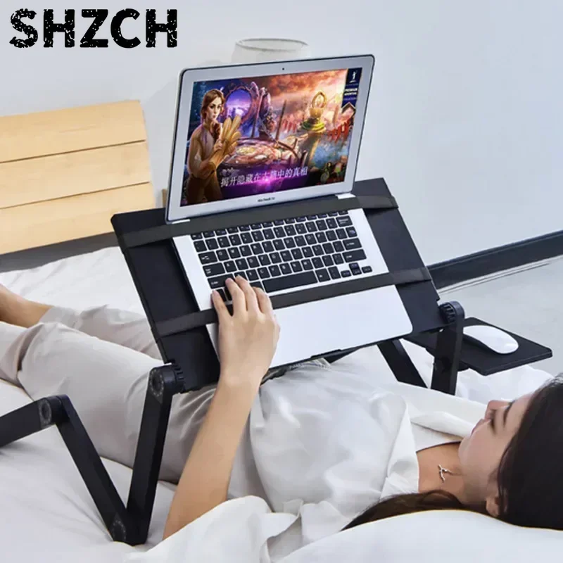 Folding Laptop Table for Bed Office Lazy Computer Desk Telescopic Mobile Stand Ideal for Students Lying Flat