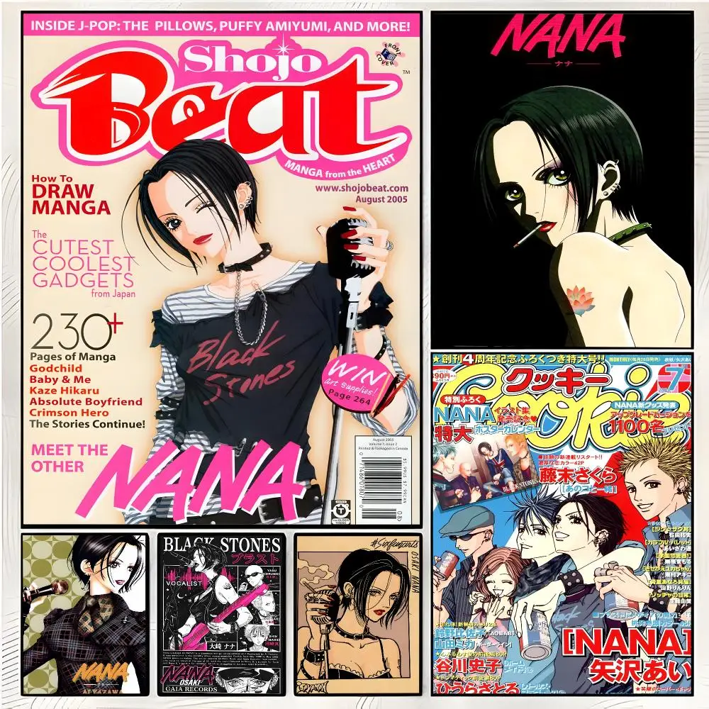 NaNa-NA Punk Romance Manga Ai Yazawa Classic Painting Calligraphy Canvas Wall Art Mural Living Room Canvas Decor Gifts