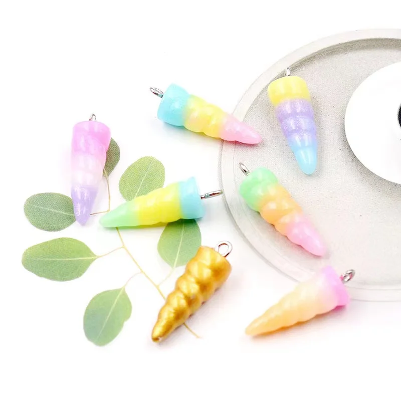 9*24mm 10pc Cute Simulated Unicorn Horn Resin Charms DIY Craft Decoration Jewelry Finding For Making Earring Necklace Accessory