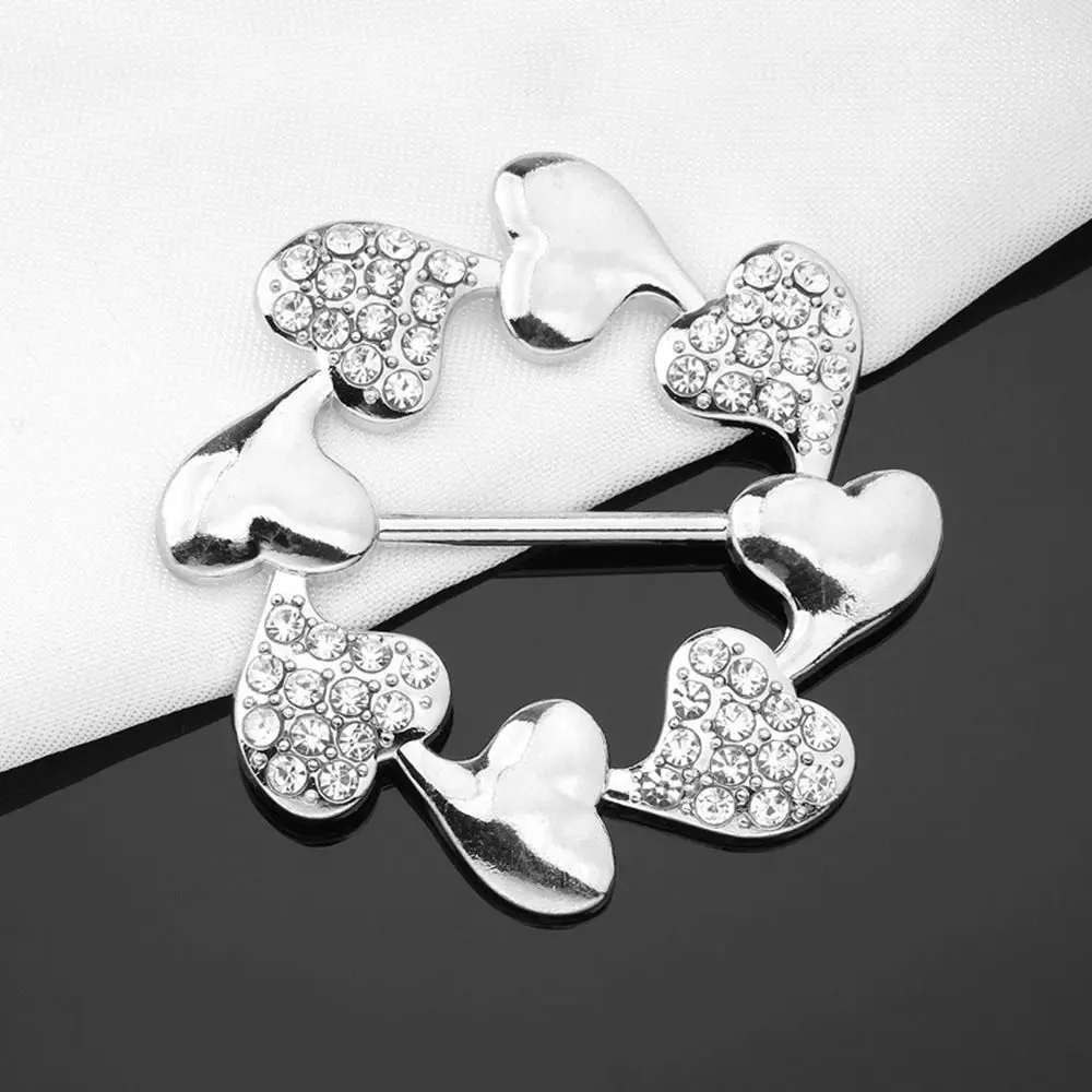 

Fashion Metal Knotted Buckle Ring Pearl T-shirt Scarf Buckle Clothing Accessories Removable Clothes Tighten Women