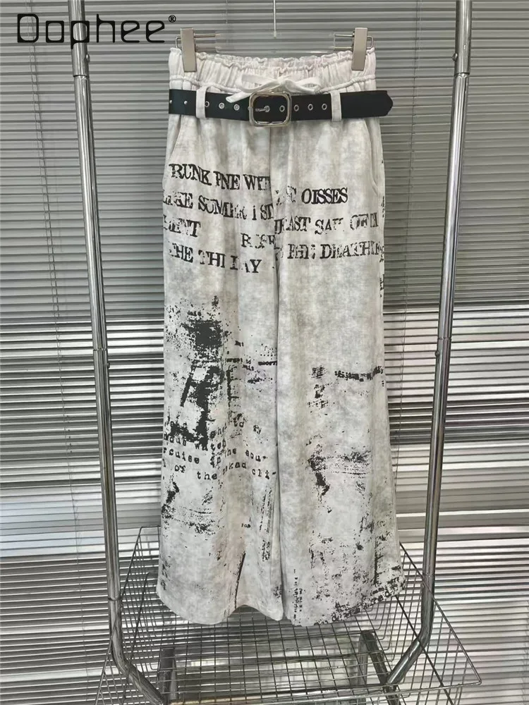 

Summer New American Spice Girl Letter-printed Casual Pants Women Street Punk Style Loose Slim Versatile Casual Wide-leg Pants