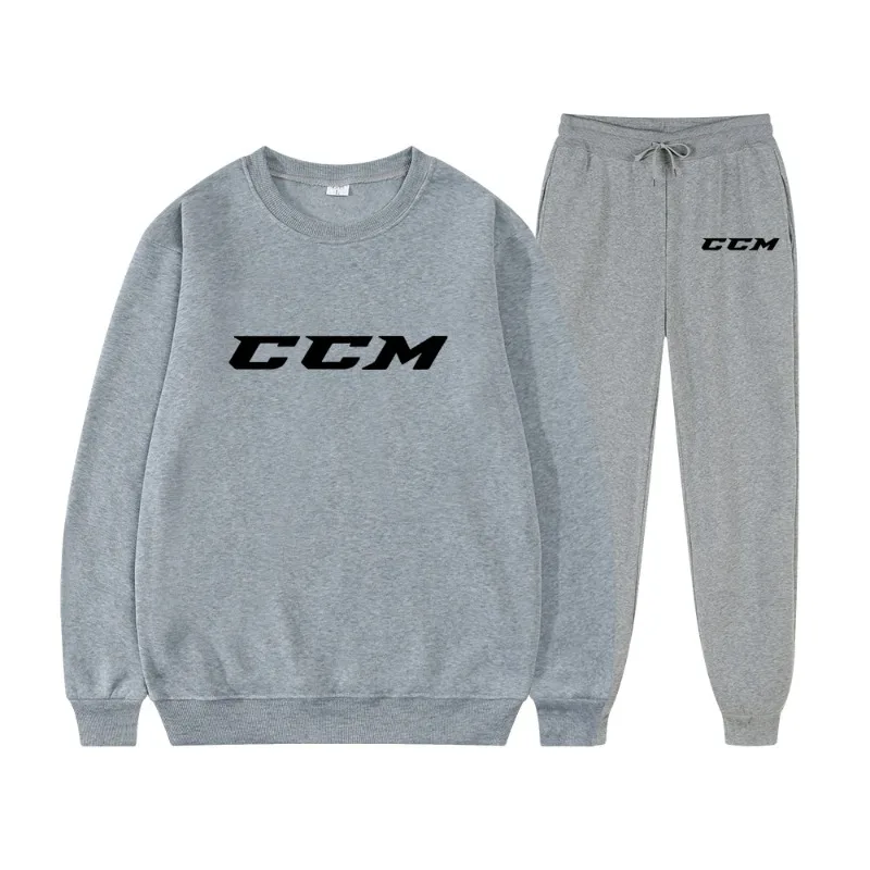 

2023 осенне-зимний мужской комплект из толстовки с длинными рукавами и спортивных штанов, повседневный комплект из 2 предметов CCM, подходящий для повседневных покупок