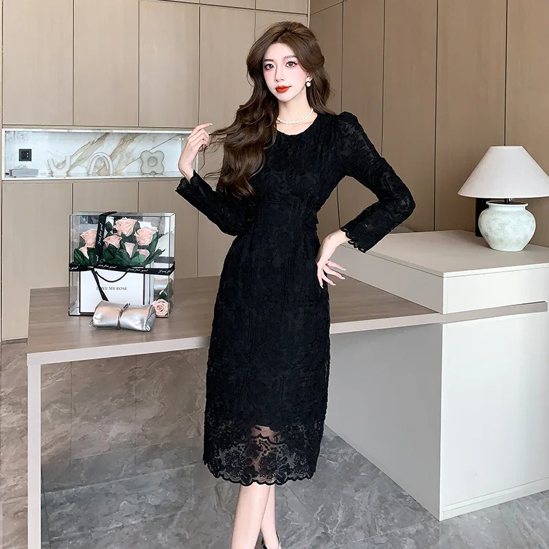 

Elegant Lace Dress Women Slim Fit Long Dress Spring Summer Fashion Jumpsuit Playsuit Matching Set Evening Dress