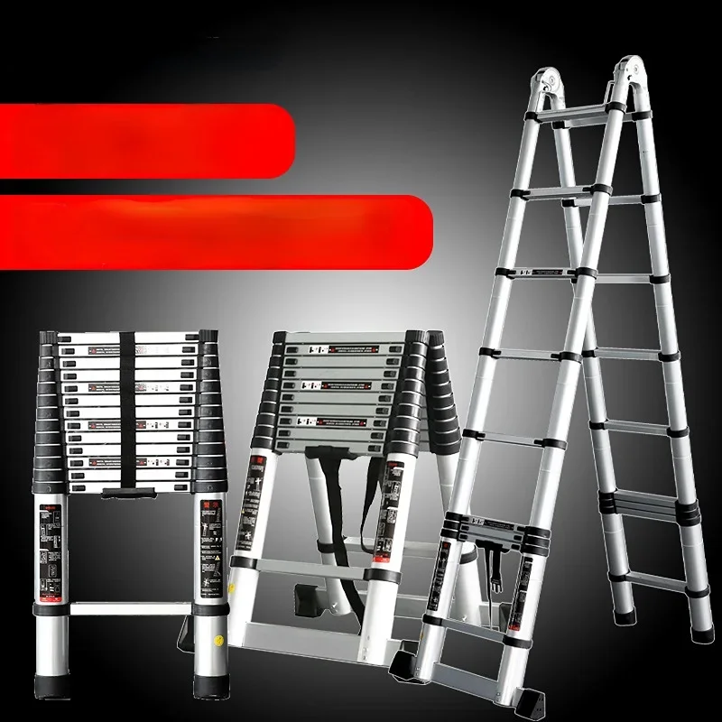 

1.4M Aluminum Alloy Ladder Telescopic Straight Ladder Household Folding Ladder Thickened Multifunctional Lift Stairs