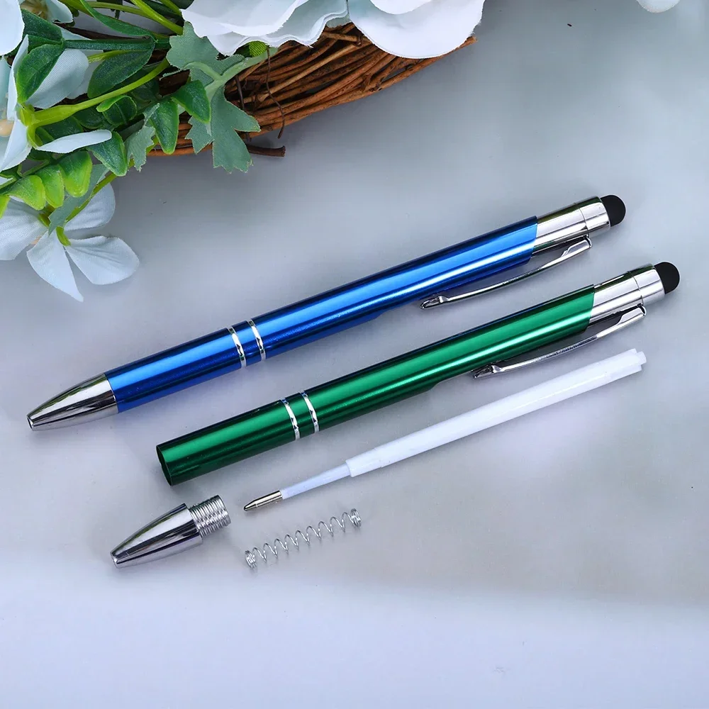 10pcs Metal Multicolor Ball Point Pen Business Office Ballpoint Pens Birthday Party Gift School Stationery Black Ink 2 in 1 Pens