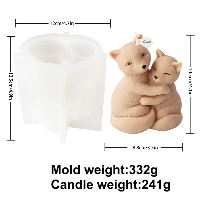 Hug Foxes Bear Scented Silicone Mold Handmades Bear Scented Epoxy Mold Craft Women Girl Fondant Mold