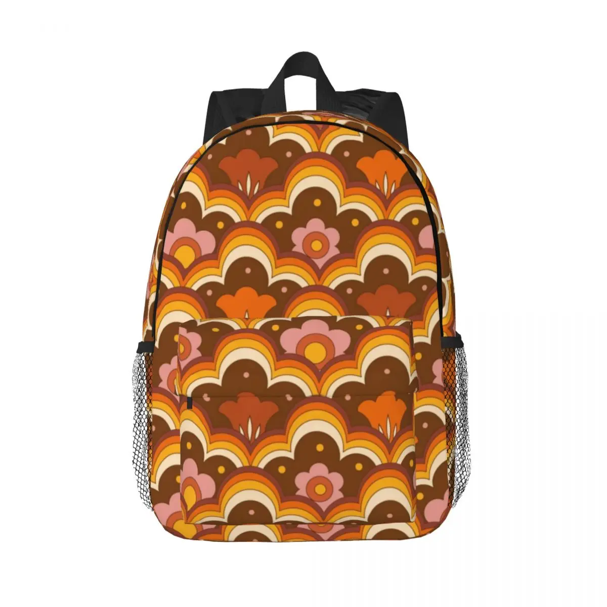 

70s 60s Retro Psychedelic Flower Power Printed Lightweight Casual Schoolbag For School, Outdoor, Shopping, Office 15inch