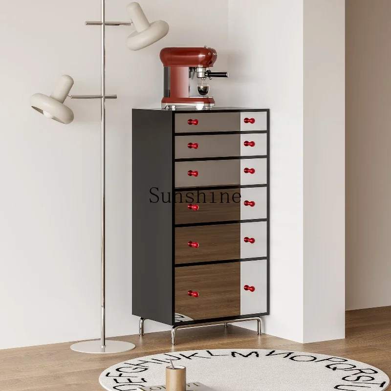 

Classic simple mirror creative ins style art wall solid wood multi-functional light luxury chest