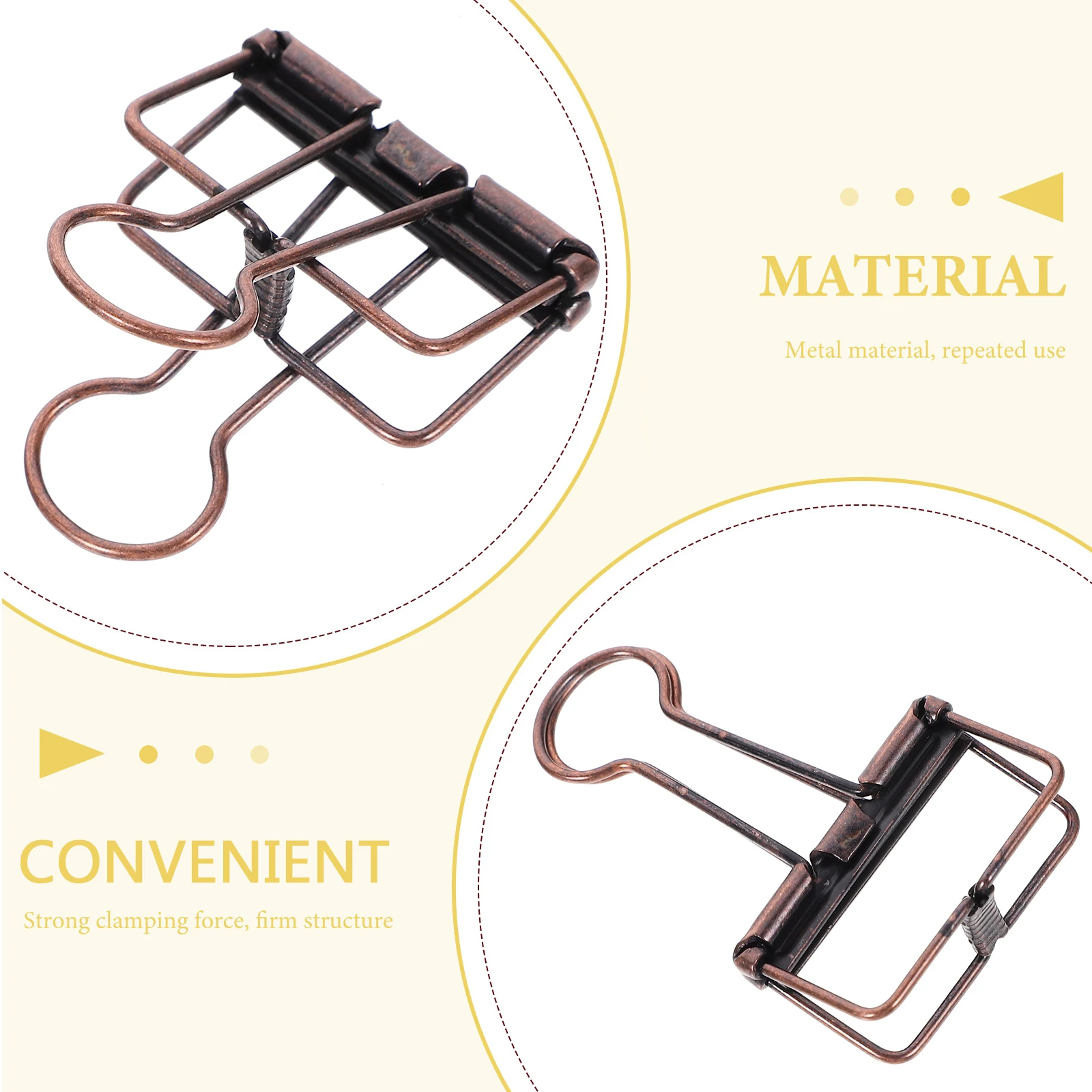 

10 Pcs Hollow Dovetail Binder Clips Metal Alloy Office Document Paper File Holder Home Supplies Red Bronze Medium