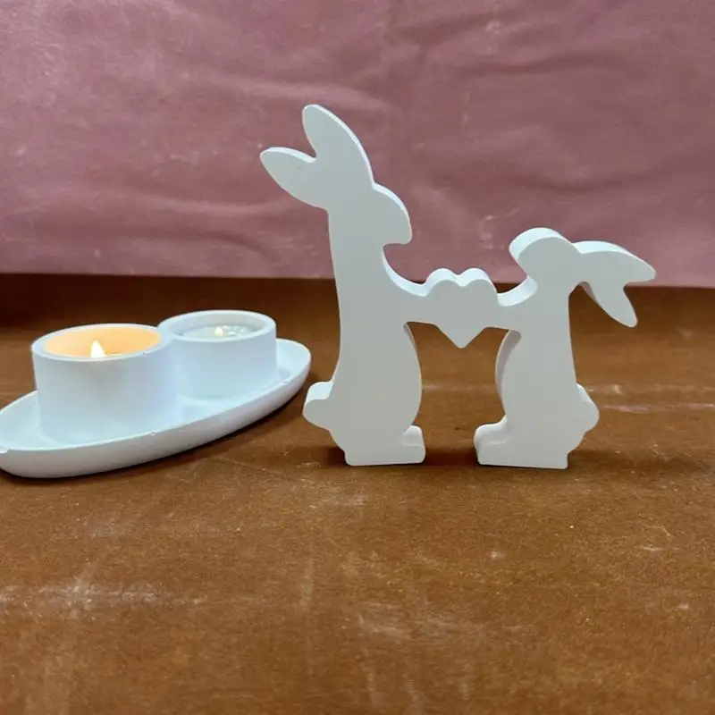 3D Easter Bunny Silicone Mold Cake Mould Irregular Flexible Abstract Decorative Soft Rabbit Candle Mold For Crafts Aromatherapy