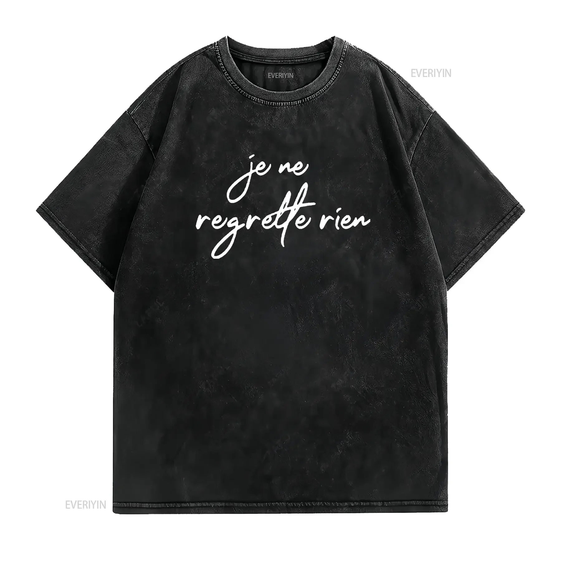 Womens Je Ne Regrette Rien No Regrets France French Fun T Shirt vintage Washed homme designer clothes Comfortable Casual
