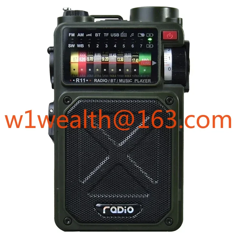 

Multifunctional hand-cranked power generation radio, solar charging flashlight, Bluetooth