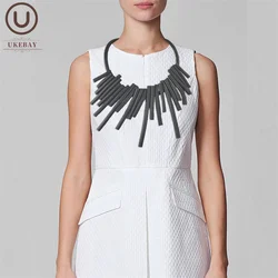 UKEBAY New Hand-designed Punk Style Black Irregular Rubber Chain Necklace Retro Party Clothing Sweater Chain Wearing Necklace