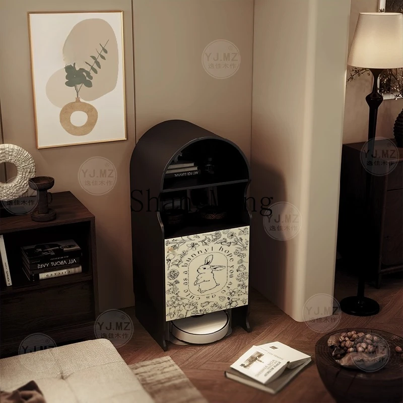 

ZYYModern Simple Solid Wood Sweeping Robot Cabinet Shelf Tea Cabinet High-end Living Room Home Storage Cabinet