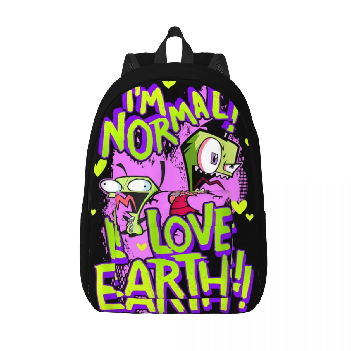 Invader Zim I'm Normal I Love Earth Day Cool Backpack Sports Student Work Daypack for Men Women College Shoulder Bag