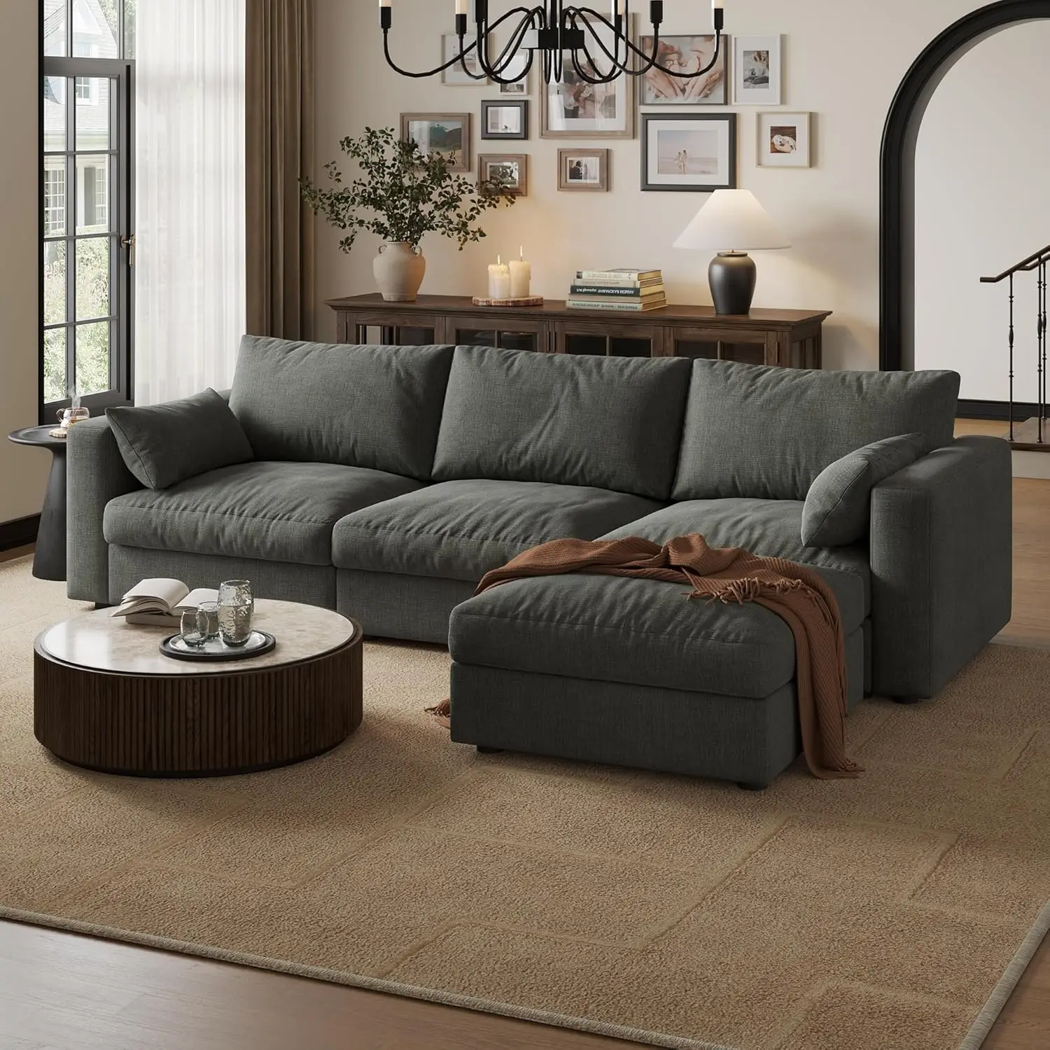 Cloud Modular Sectional Sofa Couch with Storage Ottoman, 99