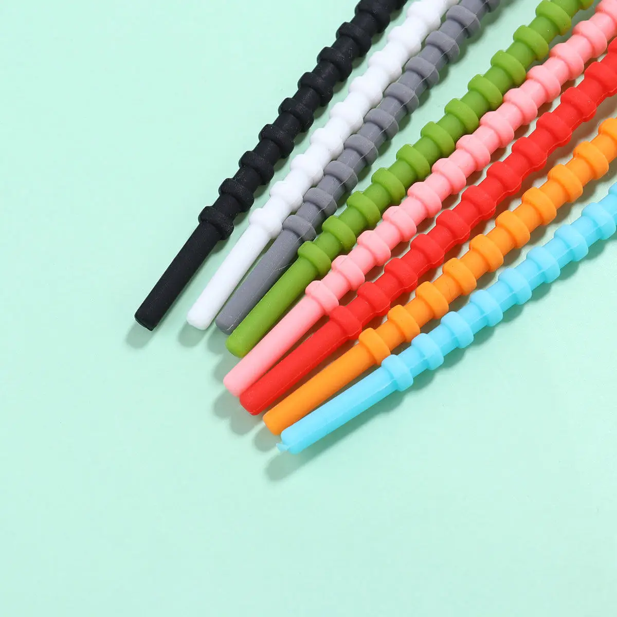 10Pcs Food Grade Silicone Cable Ties Self-Locking Loop Ties for Wires Headsets Cables Hangers Balcony Clothes Fixing Garage