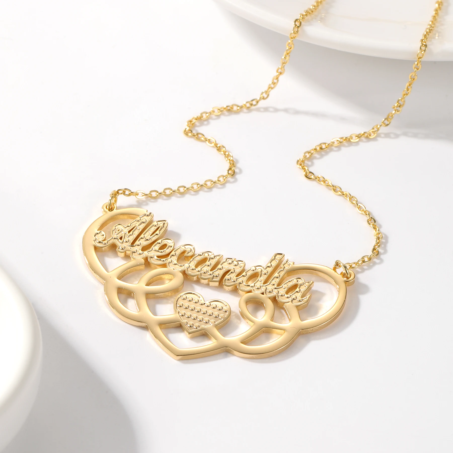 

Fancy Double Plated Name Necklace "Alexandra" Necklace Custom Name Necklace Personalized Name Jewelry Christmas Gift for Women