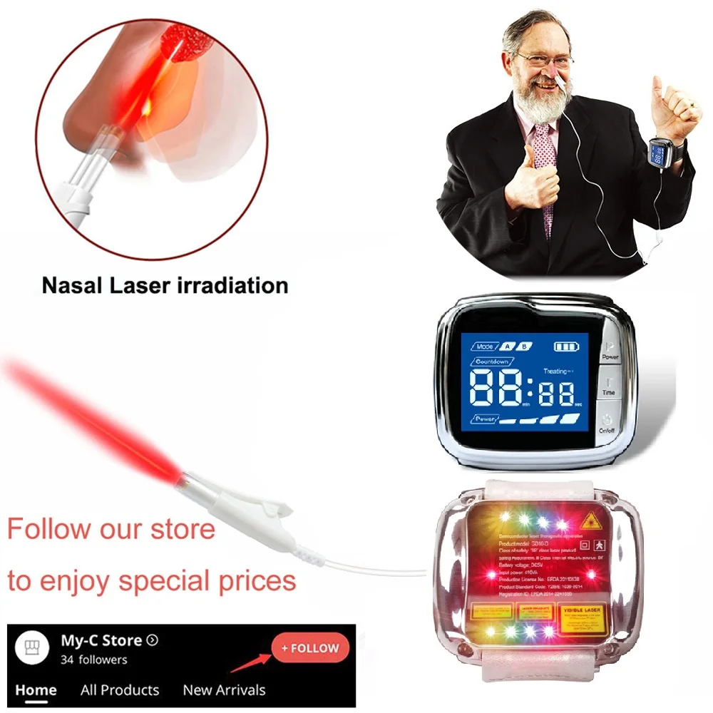 

LLLT Four Color Laser Watch Medical Equipment Wrist 650nm Laser Therapeutic Watch Low Laser Therapy Device Aids Hyperlipemia