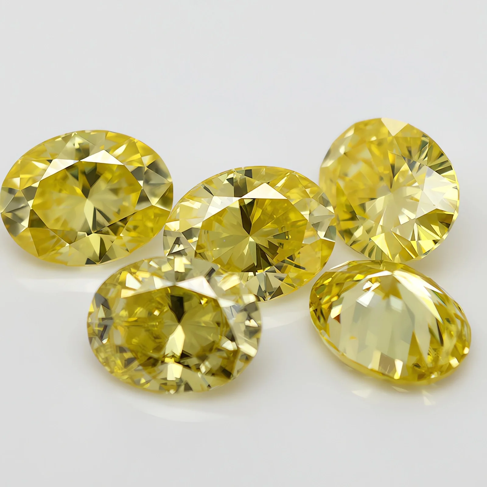 Lemon Yellow Moissanite Stone With Certificate Oval Cut 0.5-5.0ct Certified Moissanite Loose Gemstone Positive Pass Tester  GRA