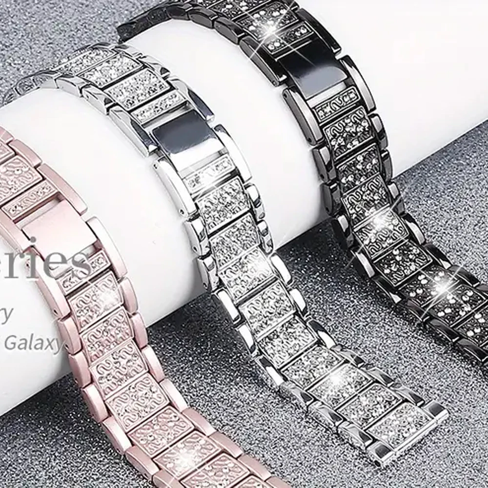 20mm 22mm Band for Samsung Galaxy Watch 4/5/6/Classic/Pro 40 44mm Diamond Stainless steel bracelet correa Huawei GT 2e/3/4 strap