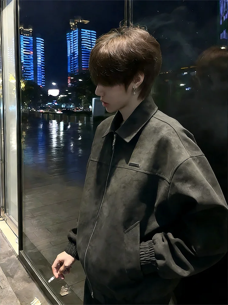 

Мужское летное пальто из искусственной кожи в стиле ретро, весенне-осеннее или мотоциклетное пальто CleanFit ape Loose Sle Long Sve на молнии