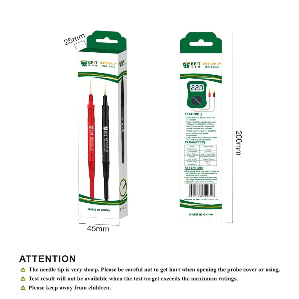 BST 050 JP Super Conducting Multimeter Probe for Digital Multimeter Current Voltage Needle Tip Test Lead Wire Pen Cable Tools