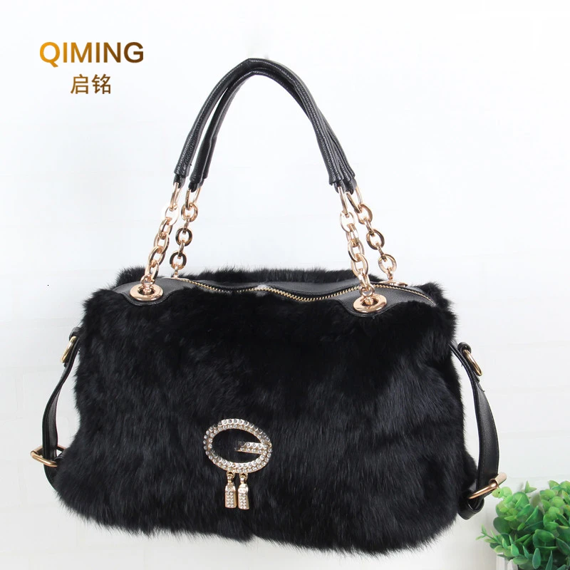 New Real Rabbit Women Bag Crossbody Bags For Designer Fur Bag Woman Shoulder Bag Ladies Chain Bag Fashion Luxury Handbag