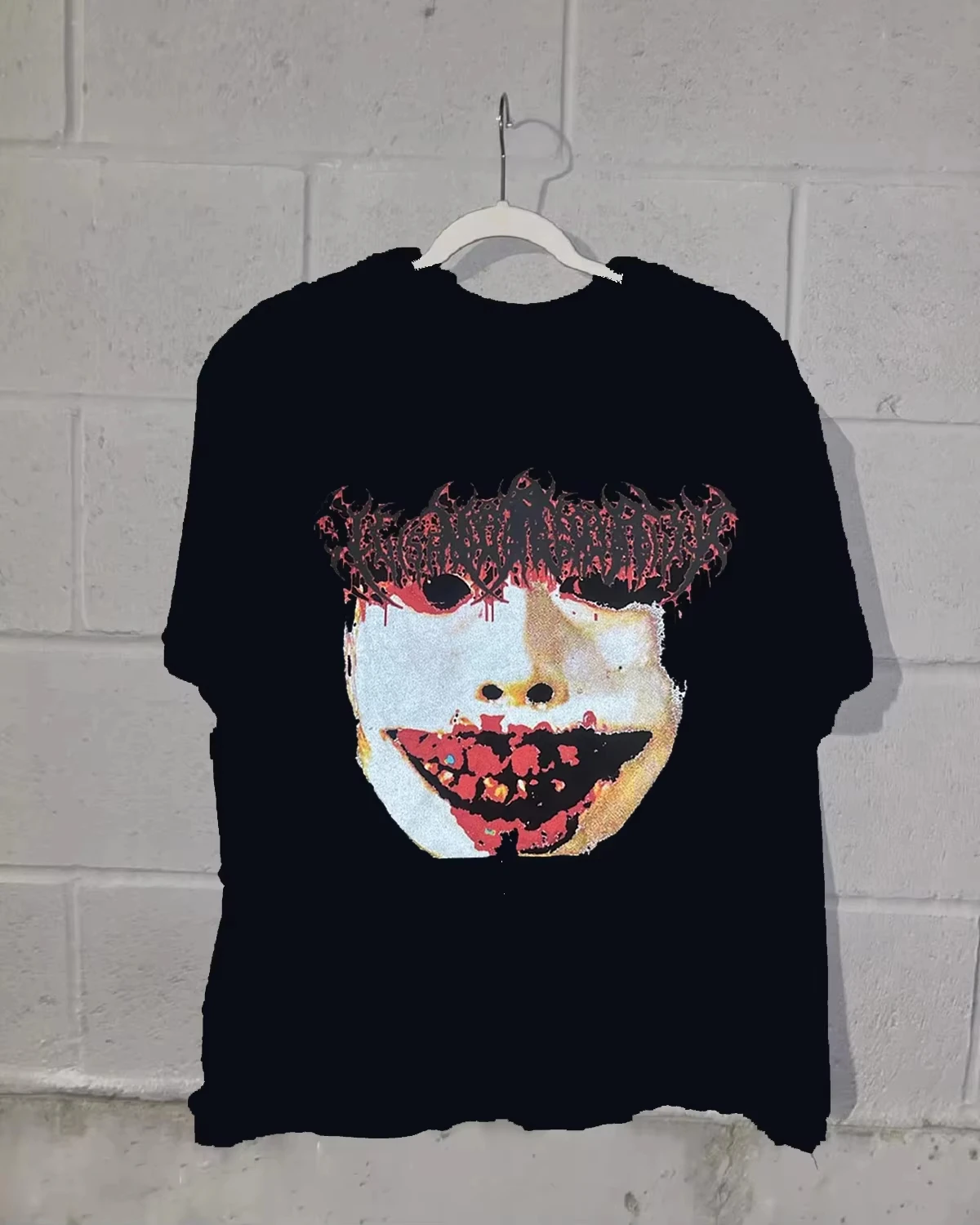 New Type of Terror Dark Plus Size Streetwear Trendy Cotton Oversized Unisex New Model personality Clothes Print T-Shirt Short