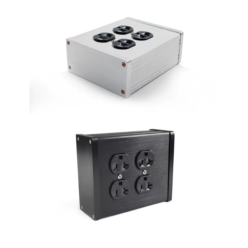 Four-port American standard HiFi fever power socket, beryllium alloy socket, aluminum alloy shell audio special power patch boar
