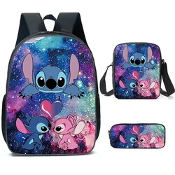 MINISO Disney Anime Cartoon Stitch Stitch Three-piece School Bag Primary and Secondary School Students Backpack Backpack