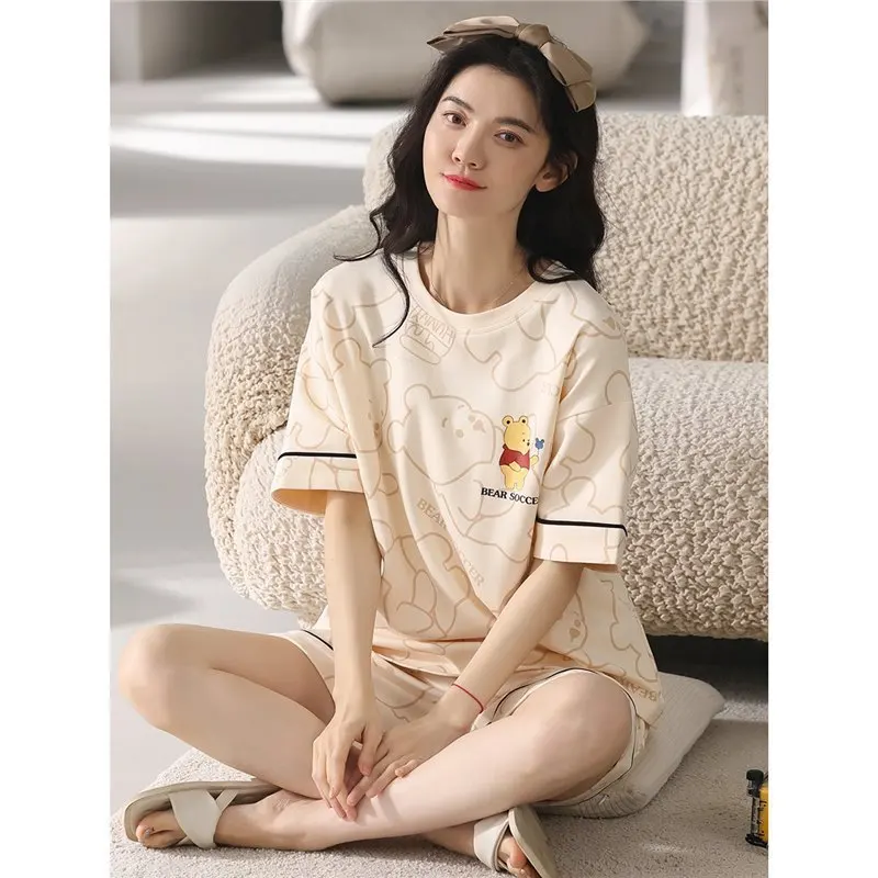 

Women's Short Sleeve Pajama Set with Built-in Bra Lightweight Sleepwear