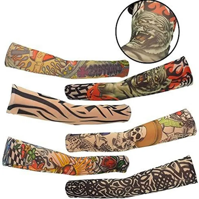 Tattood Sleeve With Floral Arm Tattoo Seamless Outdoor Cycling Tattoo And Sun Protection Sleeve 1pc Tattoo Sleeve Sleeve Sunscre