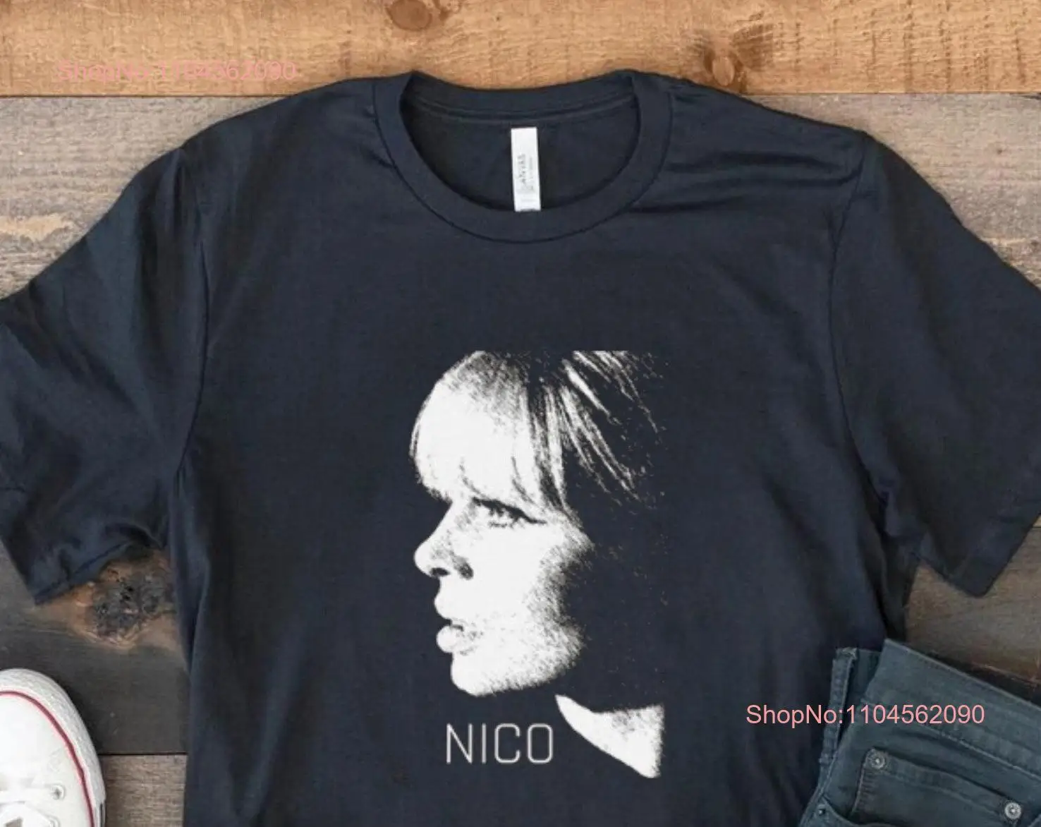

Nico Inspired T Shirt Vintage Rock Music Fan Iconic Songstress ConcerT long or short sleeves