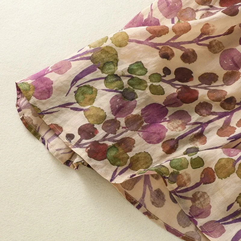 2025 nuova estate elastico in vita gonna con stampa floreale donna stile cinese allentato vintage letterario tutto fiammifero midi gonne a trapezio