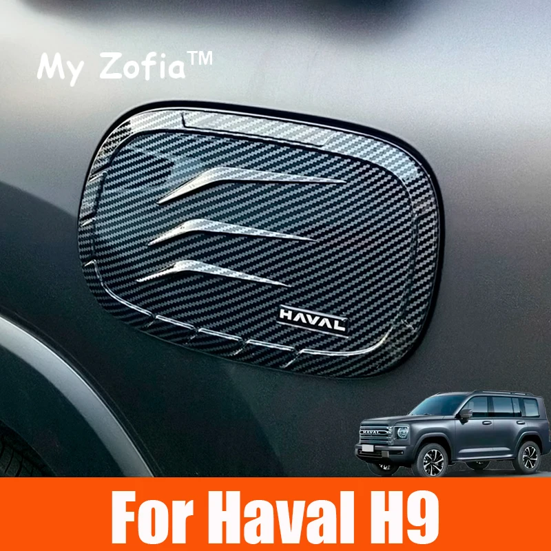 For Haval H9 2nd 2024 2025 Car Oil Fuel Tank Cover Exterior Black ABS Trim Shell Stickers Protection Decoration Accessories