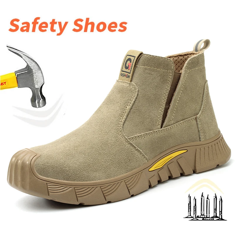 Indestructible Men Work Safety Boots  Anti-smash Anti-puncture Industrial Shoes Men steel toe cap