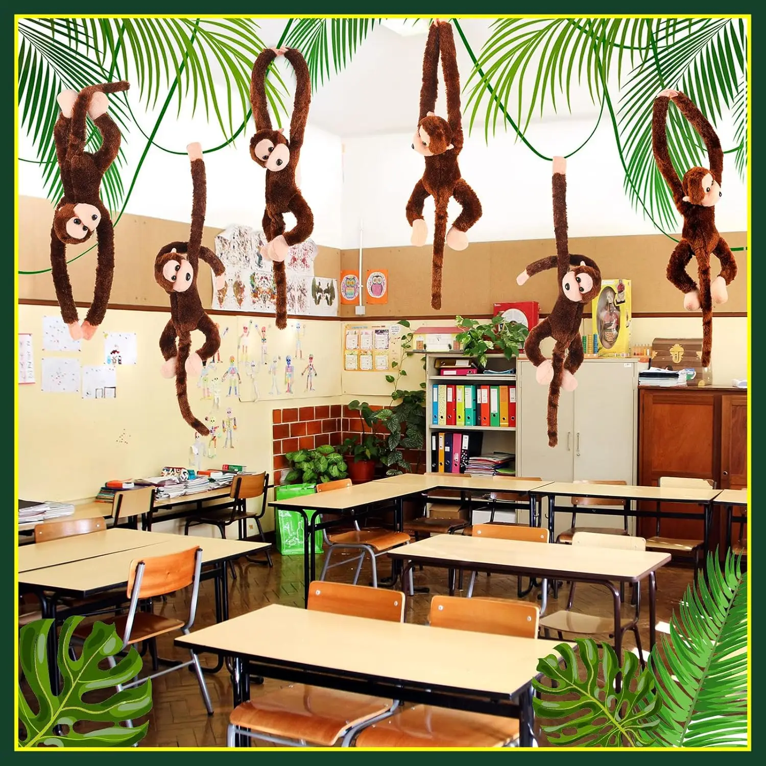 6-20 個の森のぬいぐるみ 23 センチメートルぶら下げ猿ぬいぐるみフックループファスナー手付きベビーシャワーパーティーの記念品