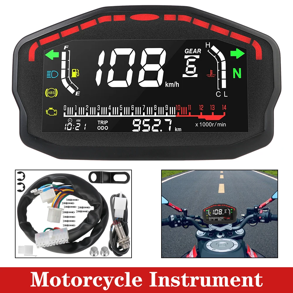 

Universal Moto Refit Scooter ATV Meter Motorcycle Digital Speedometer LED Tachometer Indicator 2/4 Cylinder Retro LCD Odometer