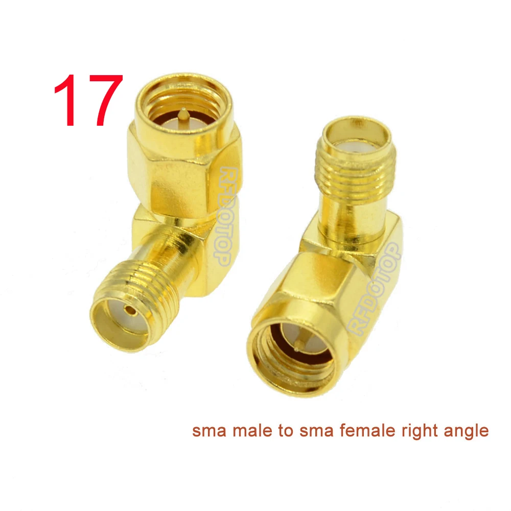 2PCS SMA to SMA Convertor Male to Female Straight/90Degree Connector Wifi Antenna RPSMA Male Plug RF Coaxial Adapter Gold Plated