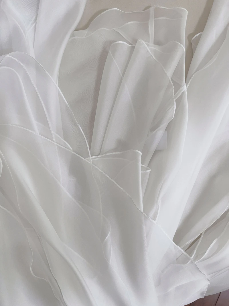 ชุดเดรสสีขาวแบบมีชั้นชายกระโปรงทรงเอ สไตล์เกาหลี เอวสูง ซิปด้านหน้า ความยาวปานกลาง สำหรับผู้หญิง