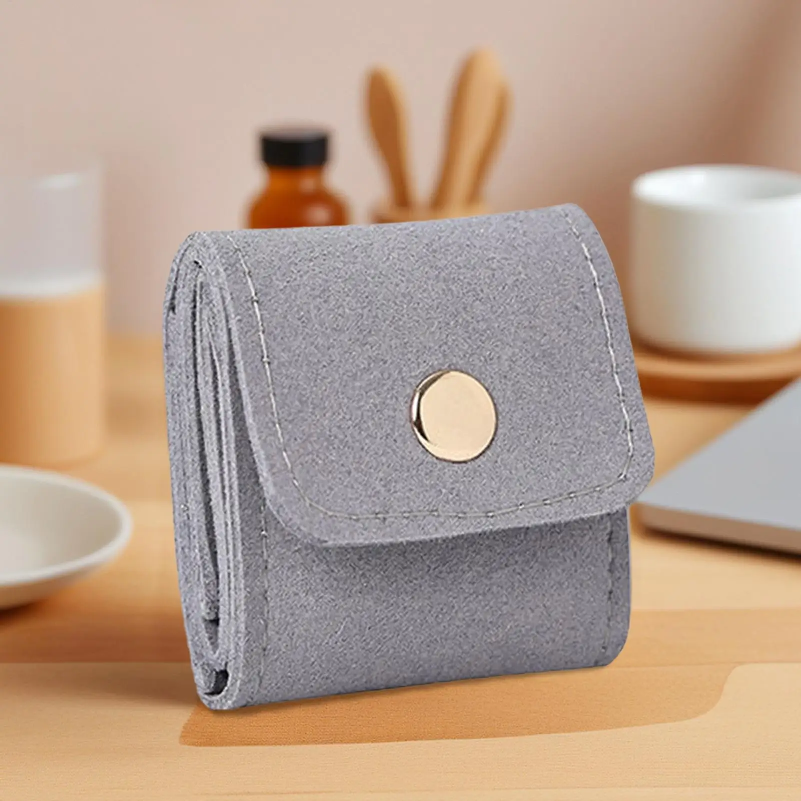 Portable Travel Jewelry Bag Earring Ring Holder Trendy Foldable Divided Case With Buckle Scratch-Proof PU Leather Bag