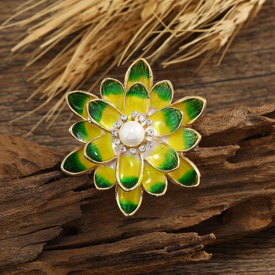 Muylinda Enamel Pins Flower Brooch Lotus Brooches Pin Fashion Jewelry Clothing Accessories For Women Banquet Party