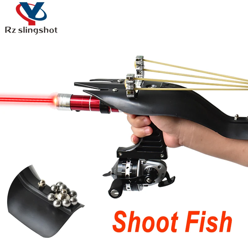 Professional Wild Shooting Fish Slingshot Set Fast Fishing Sling Upgrade Model With Guard Plate Slingshot With Fishing Reel