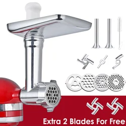 Premium Aluminum Alloy Meat Grinder Attachment for All KitchenAid Stand Mixers - 17 Accessories, Must Pair with Kitchenaid Mixer