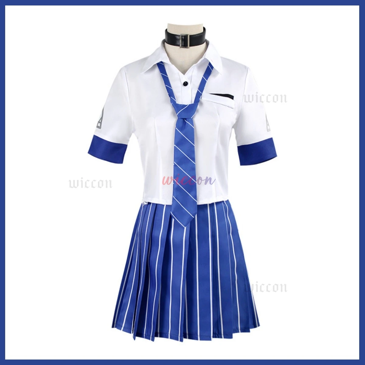 Game NIKKE：The Goddess of Victory Naga Cosplay Costume Japanese JK Uniform Blue Stripe Skirt Shirt Woman Sexy Carnival Suit