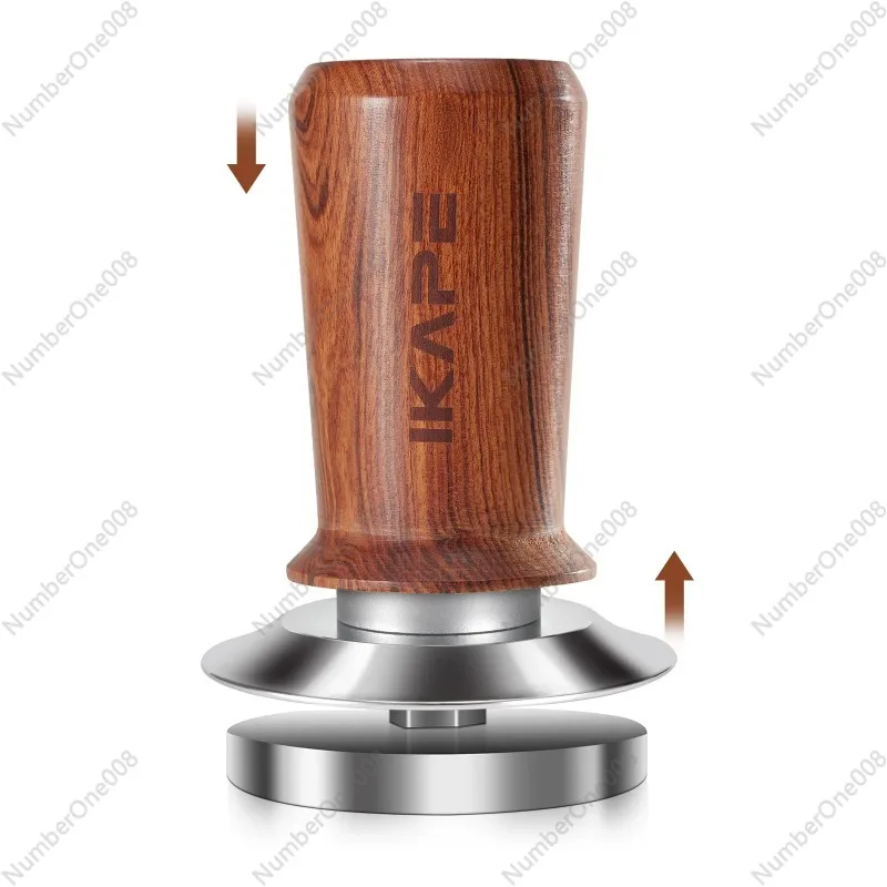 Espresso Coffee Tamper, Spring-loaded Calibrated Tamper with Premium Stainless Steel, Walnut Wooden-Handle Tamper