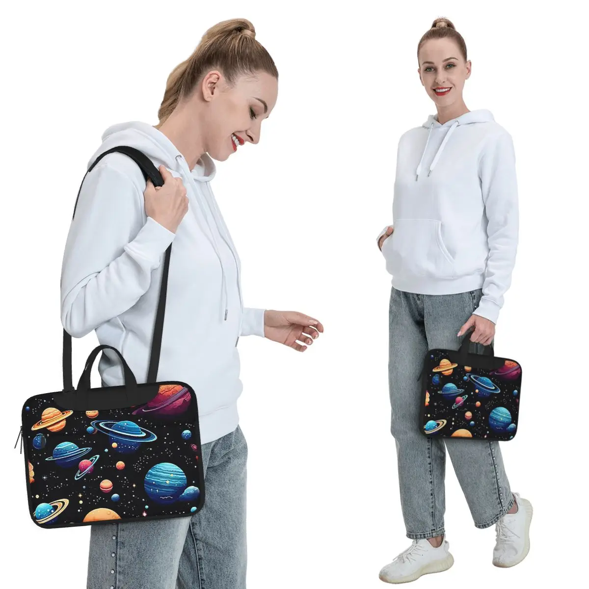 Solar System Space Planets Universe Crossbody Laptop Bag Case  Resistant Protective Notebook Pouch for Macbook Pro Lenovo